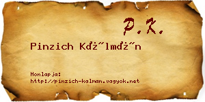 Pinzich Kálmán névjegykártya